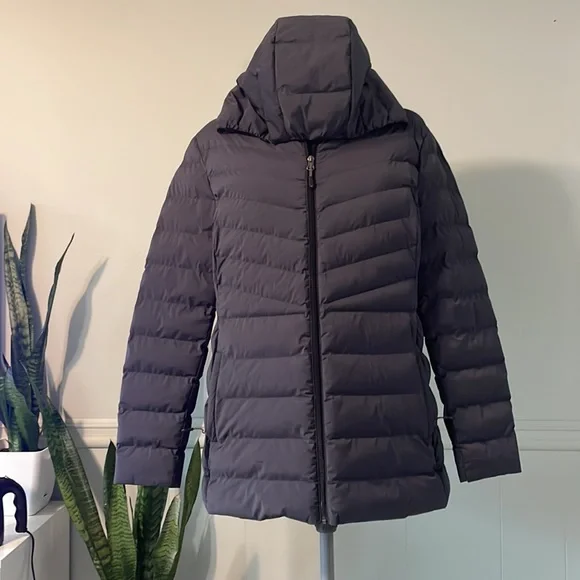 Puffer Jacket with Hood in Navy - Picture 2 of 9